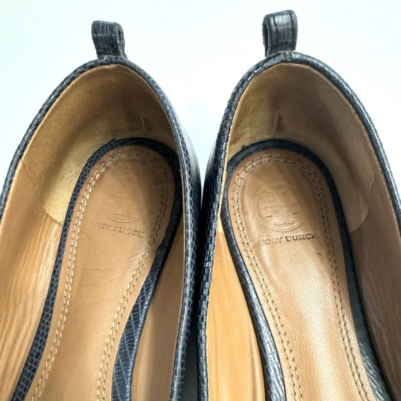 Tory Burch Mini Miller Lizard Leather Ballet Flats - Picture 11 of 16
